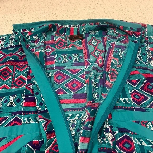 Vintage Geometric Windbreaker Spring Jacket Coat with Removable Shoulder Pads XL - Picture 16 of 16